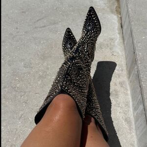 Black  studded cowgirl boots